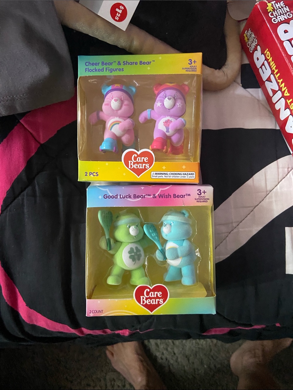 Care Bears Flocked Figure Pack - Pink, Purple, Green & Blue Characters